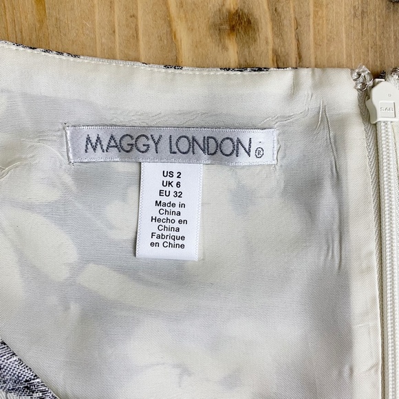 Maggie London Dress Bell Skirt with Tulle Formal Gray‎ White 2 - Picture 4 of 12
